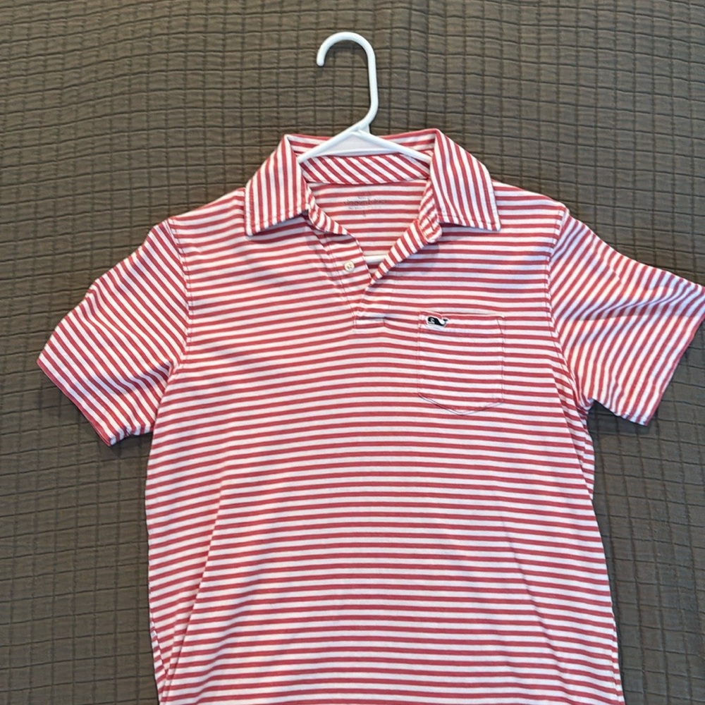 Vineyard Vines Red and White Striped Polo Shirt